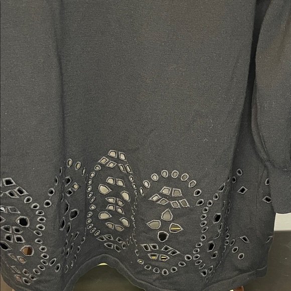 Chico's Black Open-Front Cardigan with Cutout Eyelet Design - Picture 6 of 6